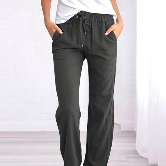 Ellen Tracy Pants - Ellen Tracy Gray Linen Cropped Pants